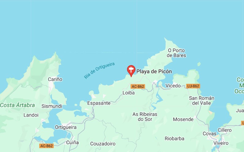 mapa donde se indica la ubicación de la playa picon