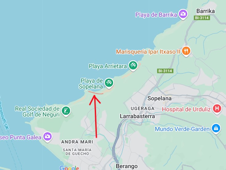 mapa con la ubicación exacta de la salvaje en sopelana